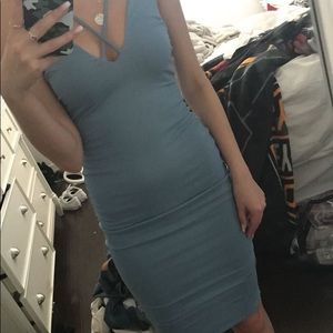 Blue midi cross cross front dress
